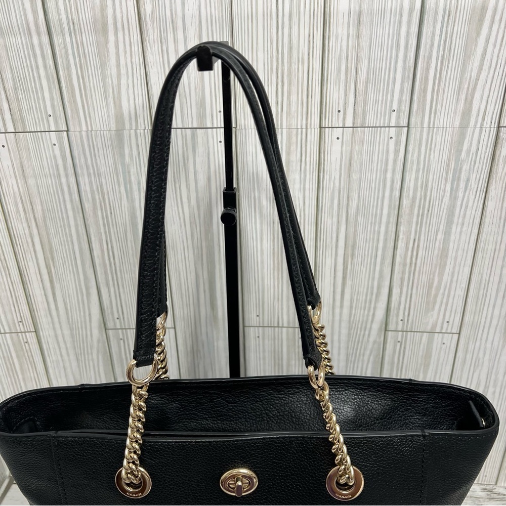 Coach Black Pebbled Leather Tote Shoulder Bag - Picture 4 of 11
